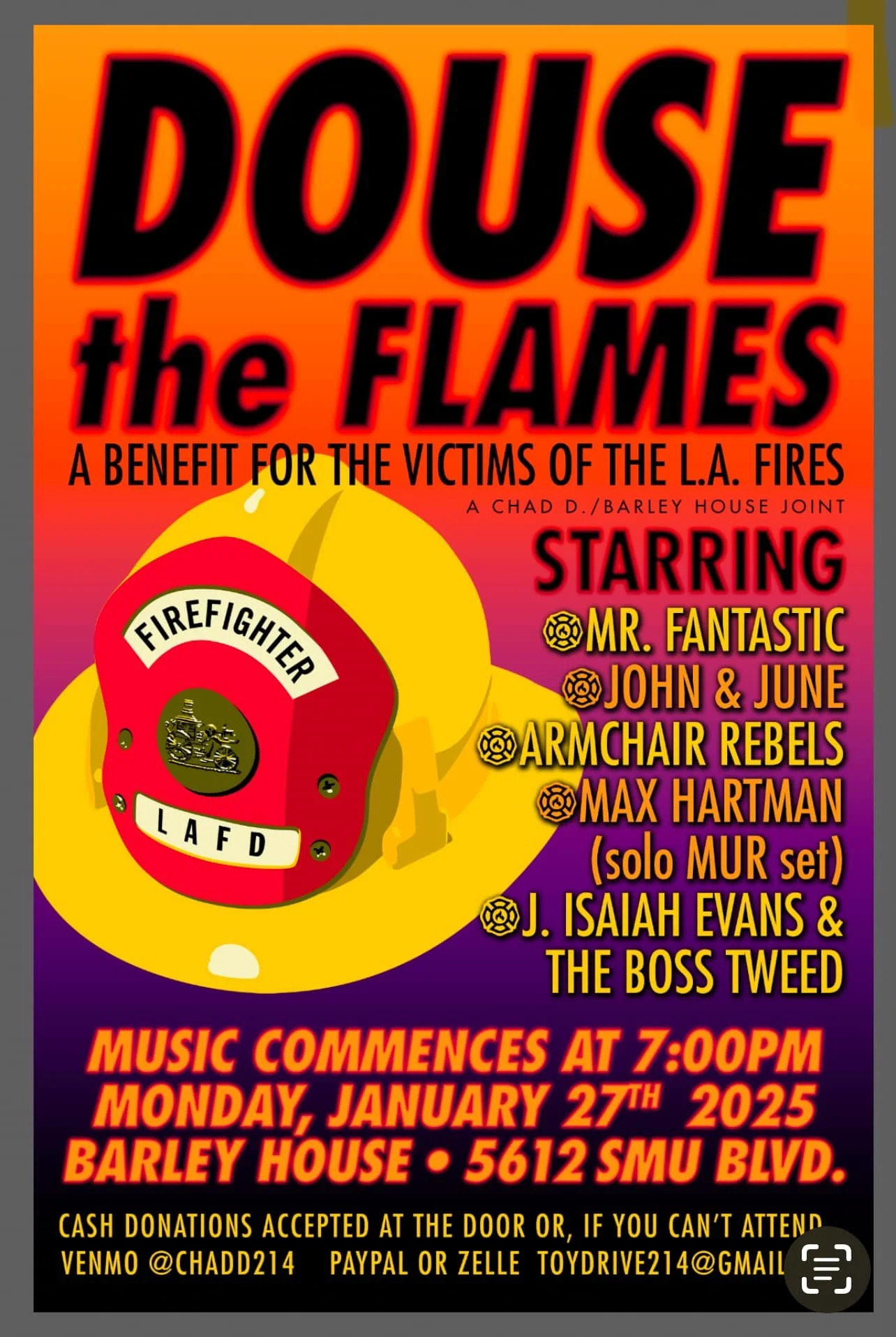 Douse the Flames benefit concert poster